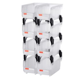 Plastic Stackable Storage Bins, 10.9 x 5.5 x 5.1 inch (8 Pack), Plastic Containers for Organizing & Storage Bins for Closet, Garage, Small Parts