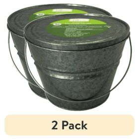 (2 pack) 24oz Citronella Scented Metal Bucket with 40 Hr Burn Time, Heavy Duty