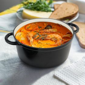 KI02019 Enameled Cast Iron Dutch Oven Multicolors (Option: BK-1PC-24cm)