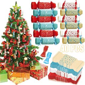 40 Pcs Christmas Gift Boxes W/ Ribbon 4 Colors Candy Shaped Sweets Goodie Chocolate Treat Box Christmas Gift Snowflake Pattern Christmas Cracker Kit (Option: 40pcs)
