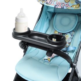 Baby Stroller Snack Tray With Cup Feeding Bottle Holder Non Slip Organizer (Color: Black)